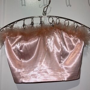 Blush pink feather crop top